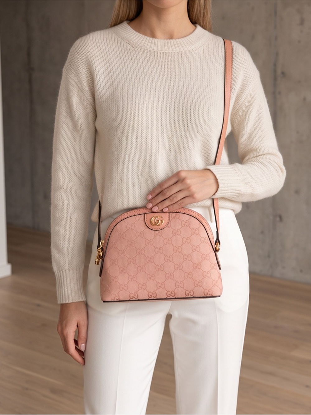 Gucci Pink GG Canvas Crossbody Bag with Gold Hardware - Picture 2 of 16